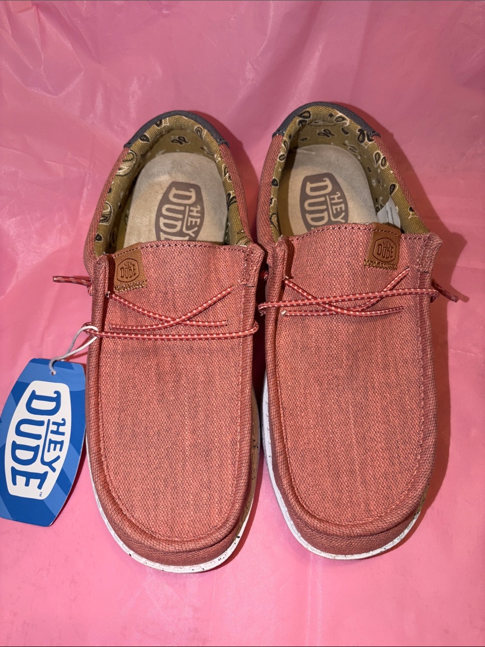 Hey Dude Coral Pink Canvas Slip-On Shoes